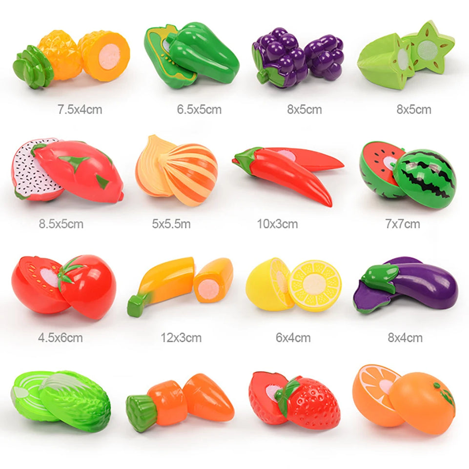 Hot Sale Role Play Educational Gift Baby Toy Pretend Play Food Set Fruits Vegetable Kitchen Playset for Kid's Gift Assembly Game
