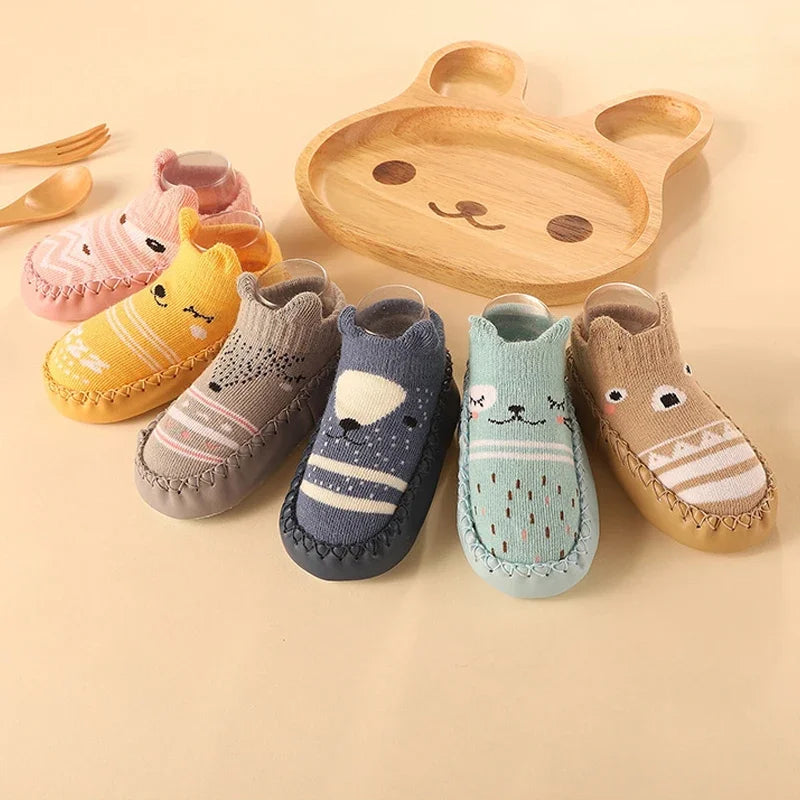 2024 New Born Baby Socks with Rubber Soles Infant Baby Girls Boys Shoes Spring Autumn Baby Floor Socks Anti Slip Soft Sole Sock
