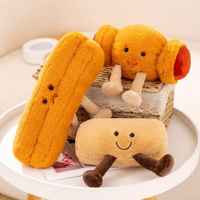 Creative Cartoon Figure Smile Pretzel Croissant Toast Bread Stuffed Doll Eggs Cookies Plush Food Toys Children Baby Playing Gift