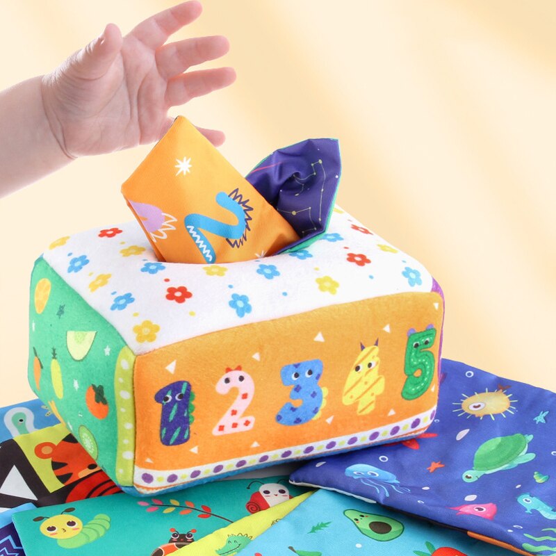 Montessori Toys Baby Pull Along Tissue Box Sensory Toy 0 18 Months Kids Educational Games Child Finger Exercise Development Toy